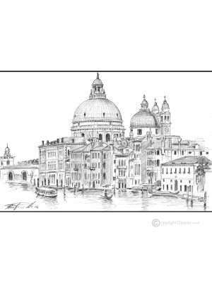 CANAL GRANDE - VENICE Drawing with pencil on paper modern Made in Italy 