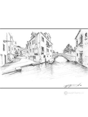 CANNAREGIO - VENICE Drawing with pencil on paper modern Made in Italy 