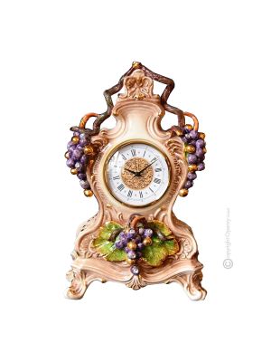 TABLE CLOCK Stand clock Baroque style artistic ceramic with 24k gold details Made in Italy