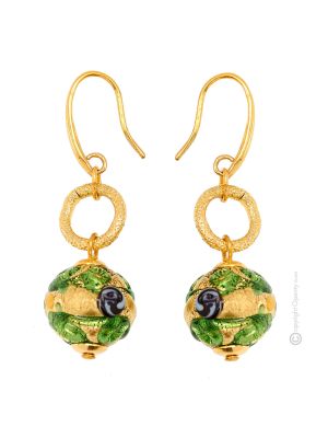 ORECCHINI FIORATO ORO fashion jewellery Earrings handmade pearls in Murano-Venice glass with gold 18k authentic Made in Italy