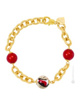 BRACCIALE FUNNY fashion jewellery bracelet armlet handmade pearls in Murano-Venice glass with gold 18k authentic Made in Italy