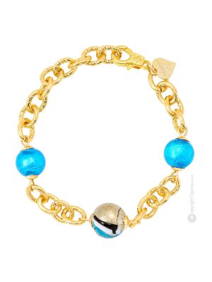 BRACCIALE FUNNY fashion jewellery bracelet armlet handmade pearls in Murano-Venice glass with gold 18k authentic Made in Italy