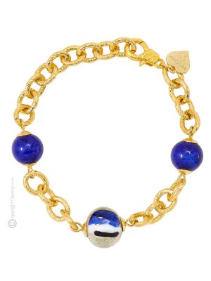 BRACCIALE FUNNY fashion jewellery bracelet armlet handmade pearls in Murano-Venice glass with gold 18k authentic Made in Italy