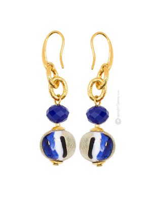 ORECCHINI FUNNY fashion jewellery Earrings handmade pearls in Murano-Venice glass with gold 18k authentic Made in Italy