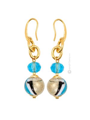 ORECCHINI FUNNY fashion jewellery Earrings handmade pearls in Murano-Venice glass with gold 18k authentic Made in Italy