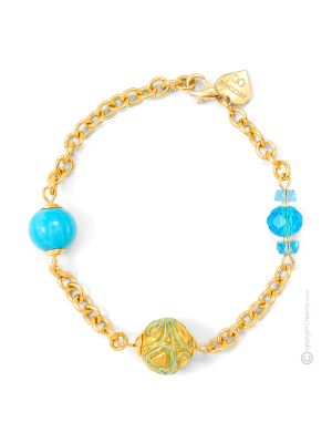 BRACCIALE MERLETTO fashion jewellery bracelet armlet handmade pearls in Murano-Venice glass with gold 18k authentic Made in Italy