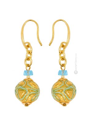 ORECCHINI MERLETTO fashion jewellery Earrings handmade pearls in Murano-Venice glass with gold 18k authentic Made in Italy