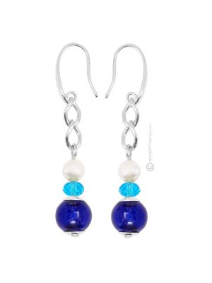 ORECCHINI DENISE fashion jewellery Earrings handmade pearls in Murano-Venice glass with silver 925 authentic Made in Italy