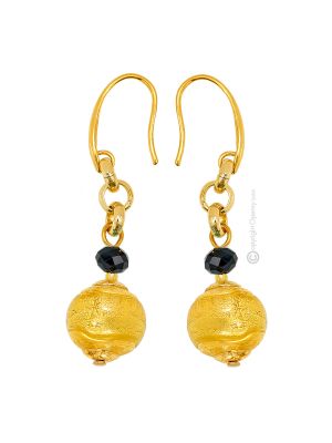 ORECCHINI FASCIA ORO fashion jewellery Earrings handmade pearls in Murano-Venice glass with gold 18k authentic Made in Italy