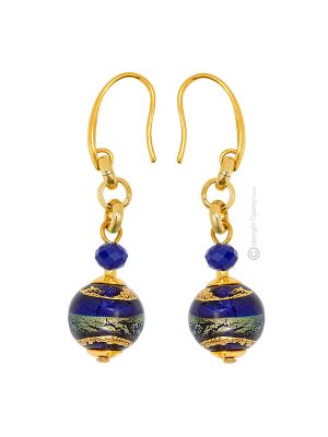 ORECCHINI FASCIA ORO fashion jewellery Earrings handmade pearls in Murano-Venice glass with gold 18k authentic Made in Italy