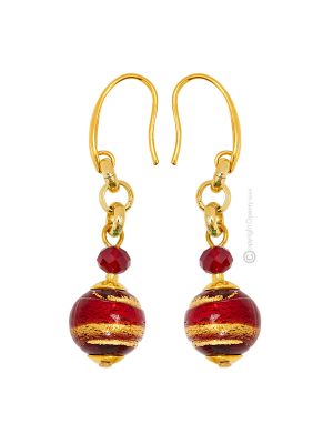 ORECCHINI FASCIA ORO fashion jewellery Earrings handmade pearls in Murano-Venice glass with gold 18k authentic Made in Italy