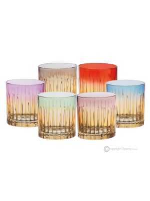 DOMINA Set of 6 authentic modern hand painted water glasses in superior quality glass.