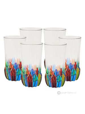 ADAGIO Set of 6 authentic modern hand painted drink glasses in superior quality glass.