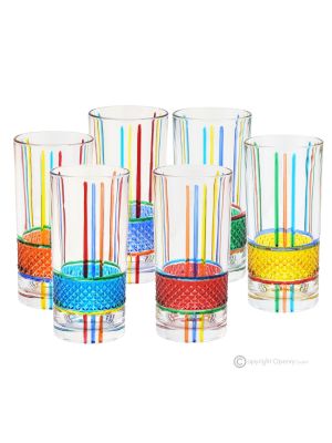 BRILLIANT Set of 6 authentic modern hand painted drink glasses in premium quality glass.