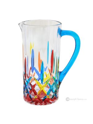 OPERA Pitcher, decanter, carafe, superior quality glass hand painted modern design.