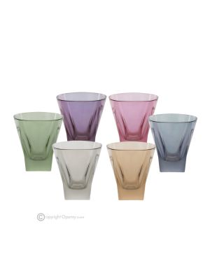 DEBBY Set of 6 authentic modern hand painted water glasses in superior quality glass.