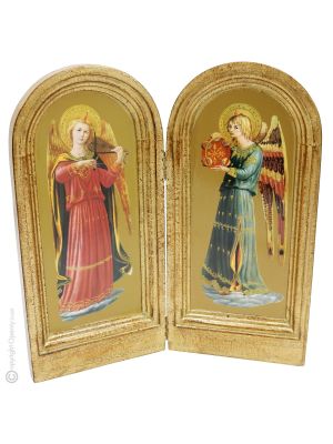 ANGELI MUSICANTI religious wood icon gold-leaf decorated printed musicians Beato Angelico