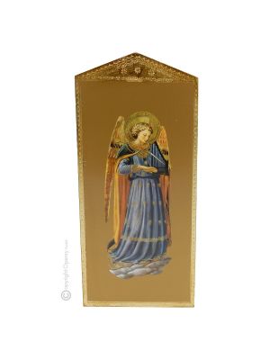 ANGELO MUSICANTE religious wood icon gold-leaf decorated printed musician Beato Angelico