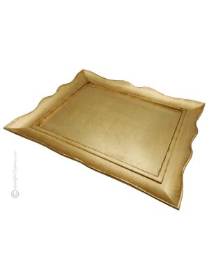 VASSOIO SAGOMATO Wooden tray with gold-leaf decorated hand painted Florence authentic Made in Italy