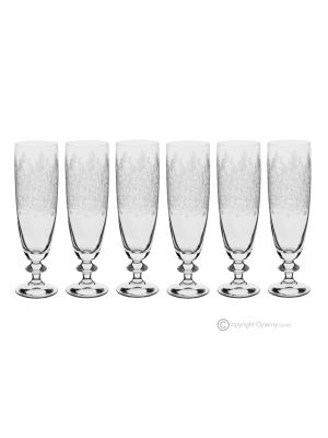 ESTRO Set of 6 glasses, flute glasses, authentic and modern, superior quality glass.