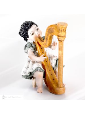 HENRIETTE Musician with harp, porcelain statuette, pure Italian art.