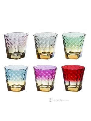 MIDO Set of 6 authentic modern hand painted water glasses in superior quality glass.