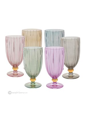 MILA Set of 6 authentic modern hand painted drink glasses in premium quality glass.