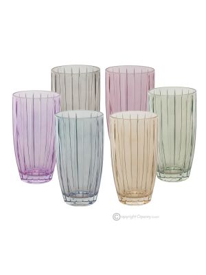 MILA Set of 6 authentic modern hand painted drink glasses in premium quality glass.