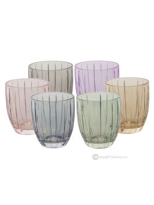 MILA Set of 6 authentic modern hand painted water glasses in premium quality glass.