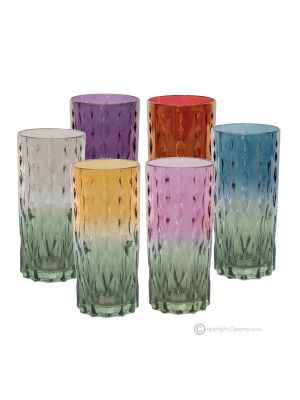 MISTRAL Set of 6 authentic modern hand painted drink glasses in superior quality glass.