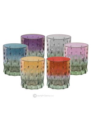 MISTRAL Set of 6 authentic modern hand painted water glasses in superior quality glass.