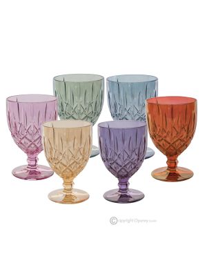 NOBILE Set of 6 authentic hand-painted water glasses and goblets in superior quality glass.