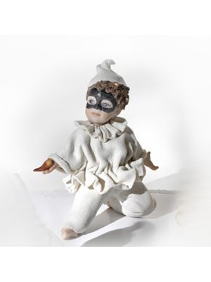 PULCINELLA Capodimonte carnival mask, refined romantic porcelain.