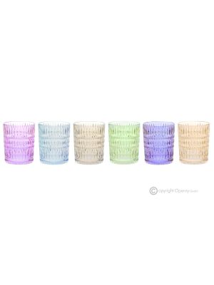 DIAMANTE Set of 6 authentic modern hand-painted water glasses in superior quality glass.