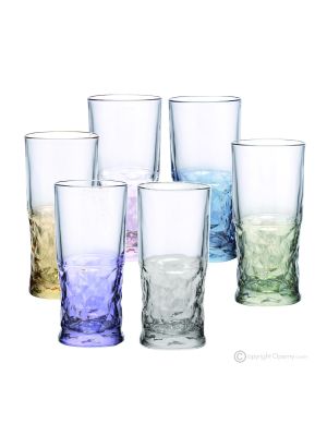 SOUND Set of 6 authentic modern hand painted water glasses in premium quality glass.