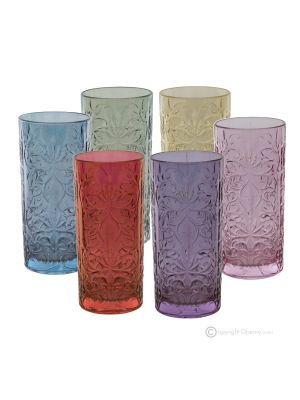 TATUAJE Set of 6 authentic modern hand painted drink glasses in premium quality glass.