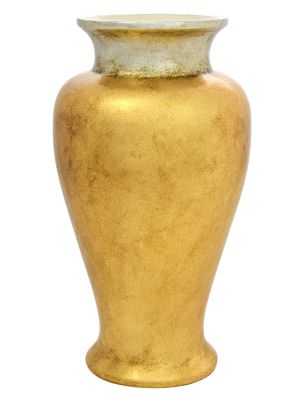 VASO ORO Vase Ceramic Artistic Creations 24k Gold 925AG Leaf Decor Handcraft Made Italy