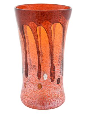 VASO GOCCIA Vase authentic Murano blown glass with Murrine and 925 silver leaf Made Italy