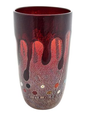 VASO GOCCIA Vase authentic Murano blown glass with Murrine and 925 silver leaf Made Italy