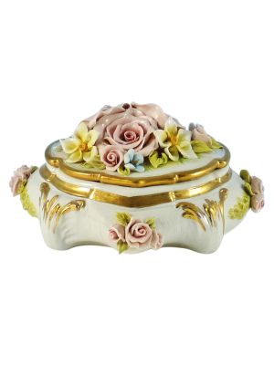 COFANETTO FIORI Jewel Case Porcelain Capodimonte Box Handmade in Italy Exclusive