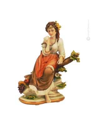 AUTUMN Statuette Statue Figure Porcelain Capodimonte Handmade Made in Italy Exclusive