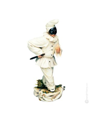 PULCINELLA Statuette Statue Figure Porcelain Capodimonte Handmade Made in Italy Exclusive