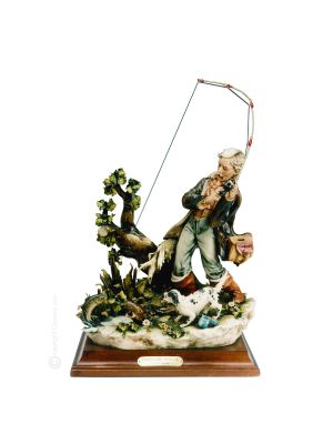 FISHERMAN BIG Statuette Statue Figure Porcelain Capodimonte Handmade Made in Italy Exclusive