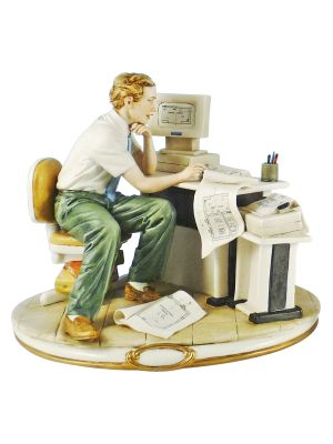 PROGRAMMER Statuette Statue Figure Porcelain Capodimonte Handmade Made in Italy Exclusive