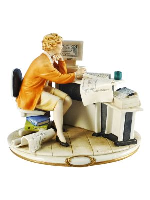 PROGRAMMER Statuette Statue Figure Porcelain Capodimonte Handmade Made in Italy Exclusive