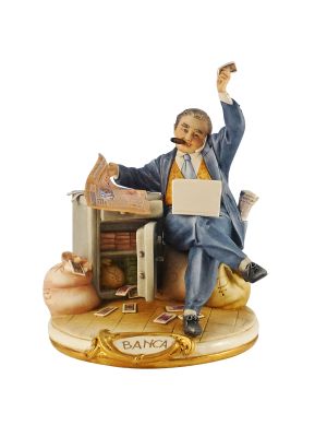 BANKER Statuette Statue Figure Porcelain Capodimonte Handmade Made in Italy Exclusive