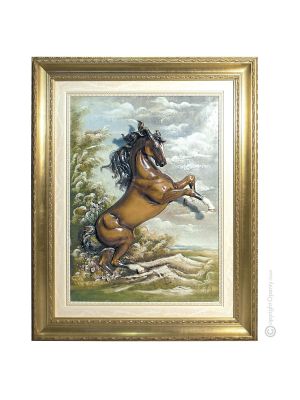 RAMPANT HORSE Picture Bas-relief Porcelain Capodimonte Made in Italy