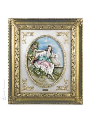 FRANCESCA Picture Bas-relief Porcelain Capodimonte Made in Italy