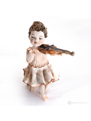 VERA Capodimonte, musician with violin in fine and unique porcelain.