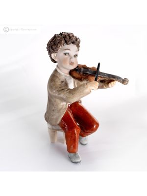 VITO Musician statuette with violin, elegance of pure Italian art.